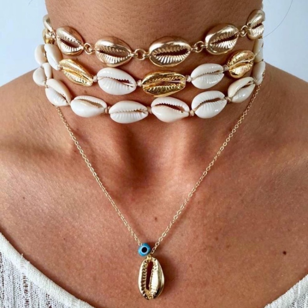 Gold Plated Cowrie Choker